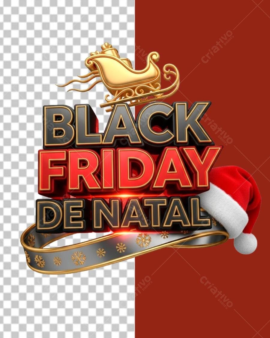 Selo 3D de promoção Black Friday Natal metálico dourado vermelho e preto
