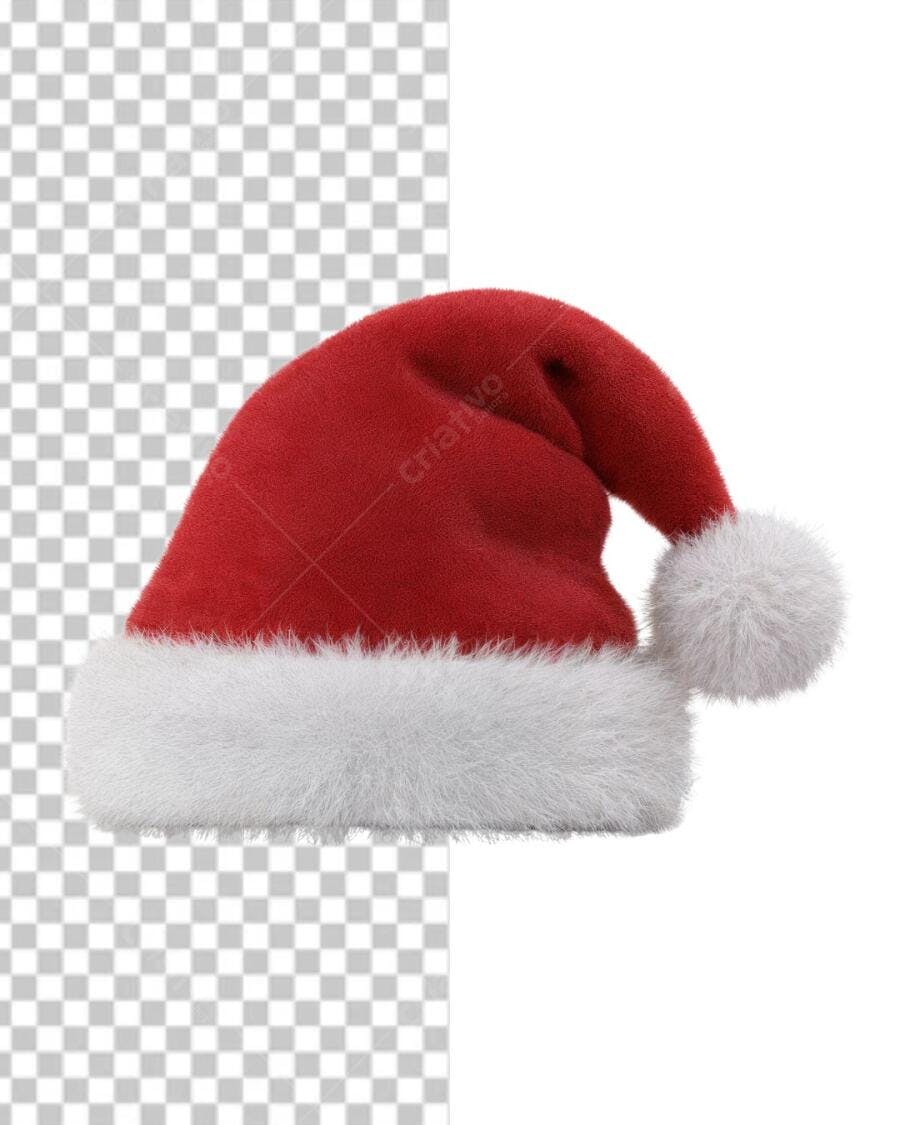 Chapéu de Papai Noel Vermelho e Branco para Natal PNG com fundo transparente
