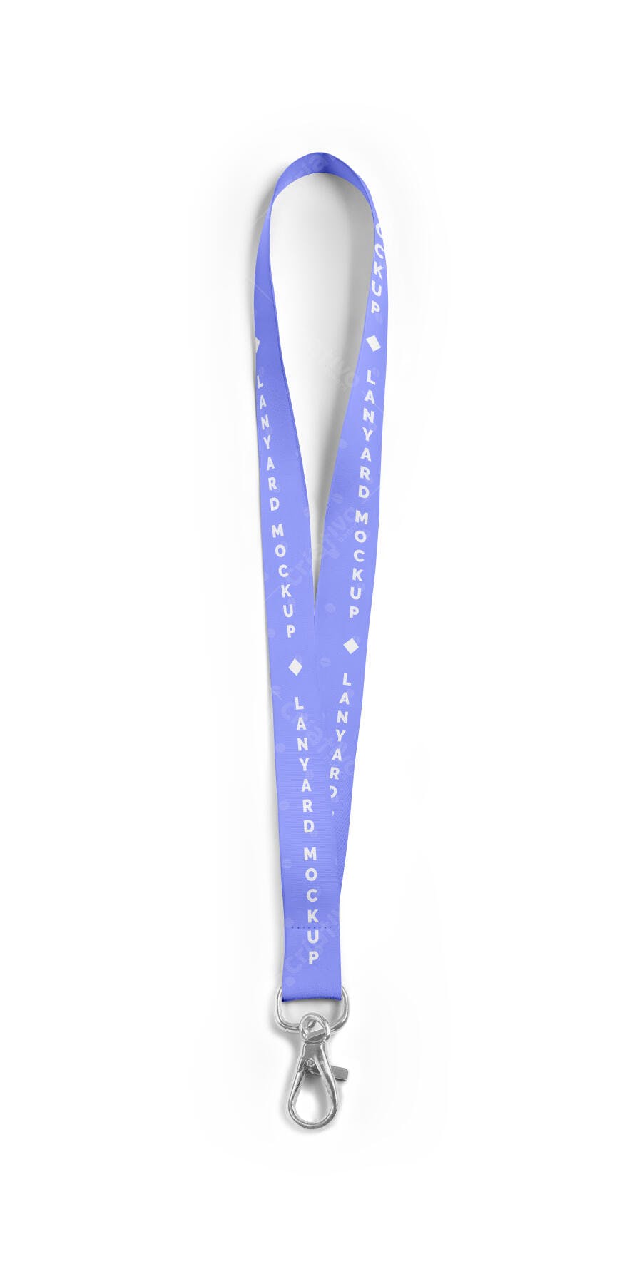 Mockup Realista de Cordão Crachá Roxo Claro com Mosquetão Prateado