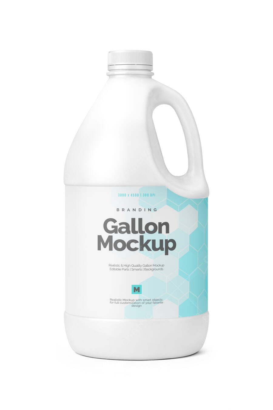 Mockup de Galão Branco de 1 Galão com Alça para Líquidos em Fundo Isolado