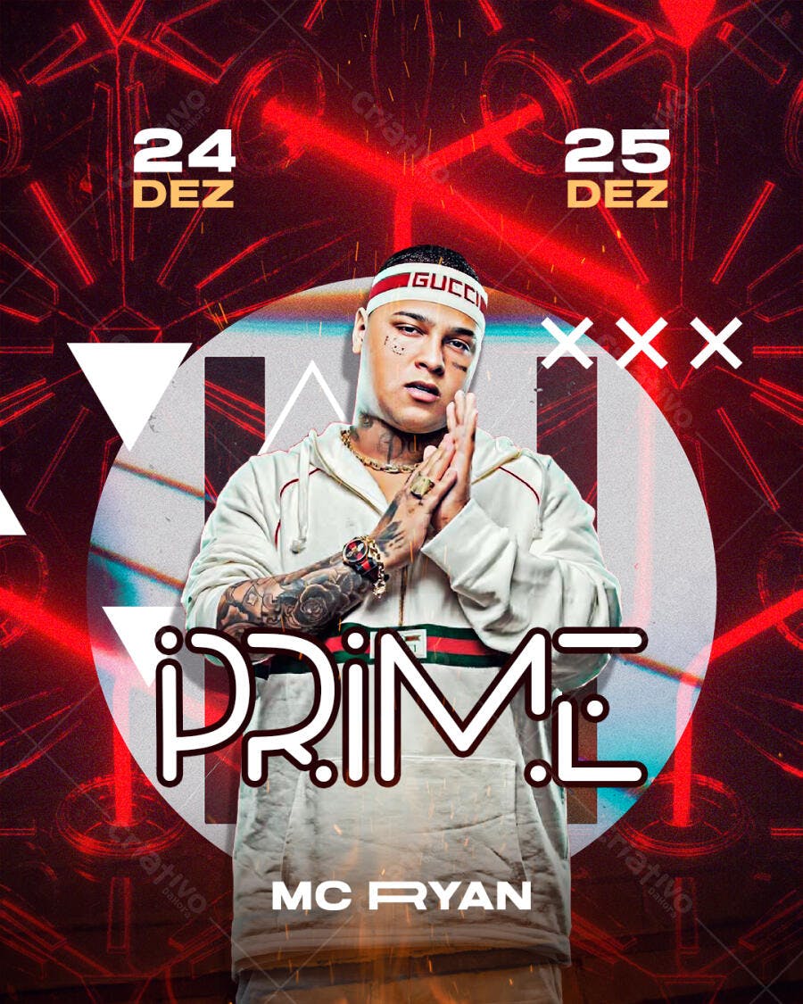 Flyer Show MC Ryan ¡PRIME! 24 e 25 Dezembro PSD Editável