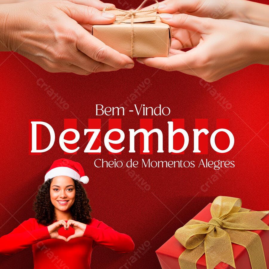 Flyer Boas-Vindas Dezembro Mulher e Presentes PSD Editável
