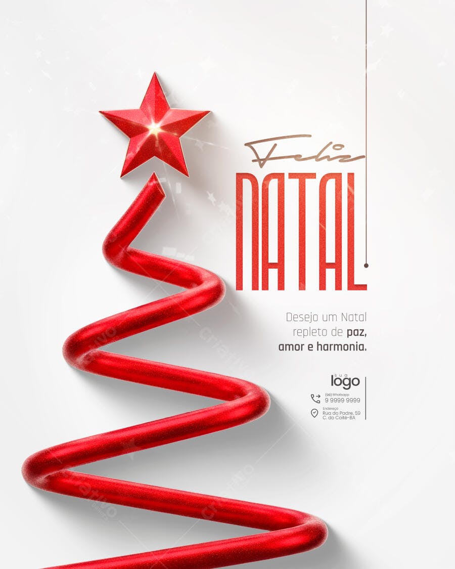Flyer Natal Estrela Vermelha PSD Editável