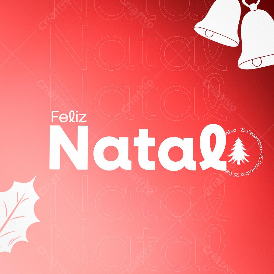 Flyer para Feliz Natal com Sinos e Azevinho PSD Editável
