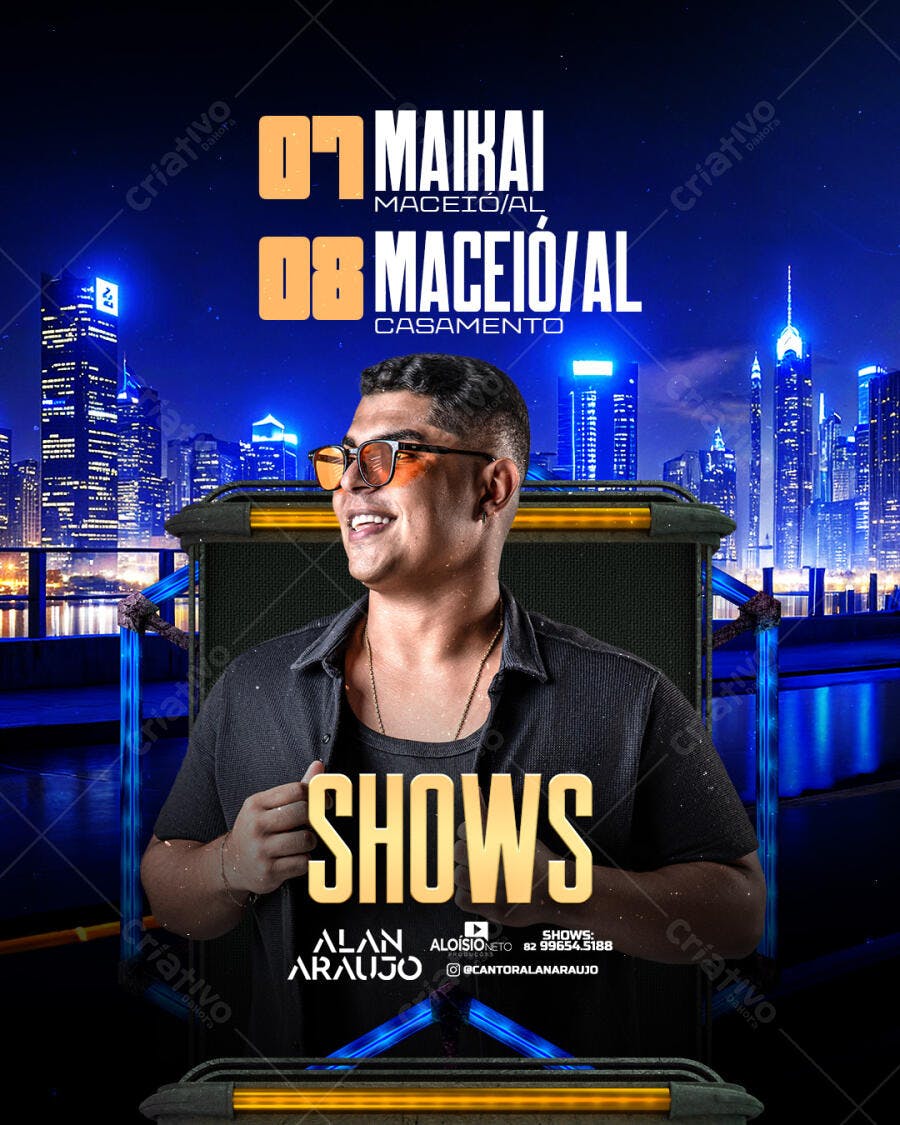 Flyer Shows Alan Araújo Maceió PSD Editável