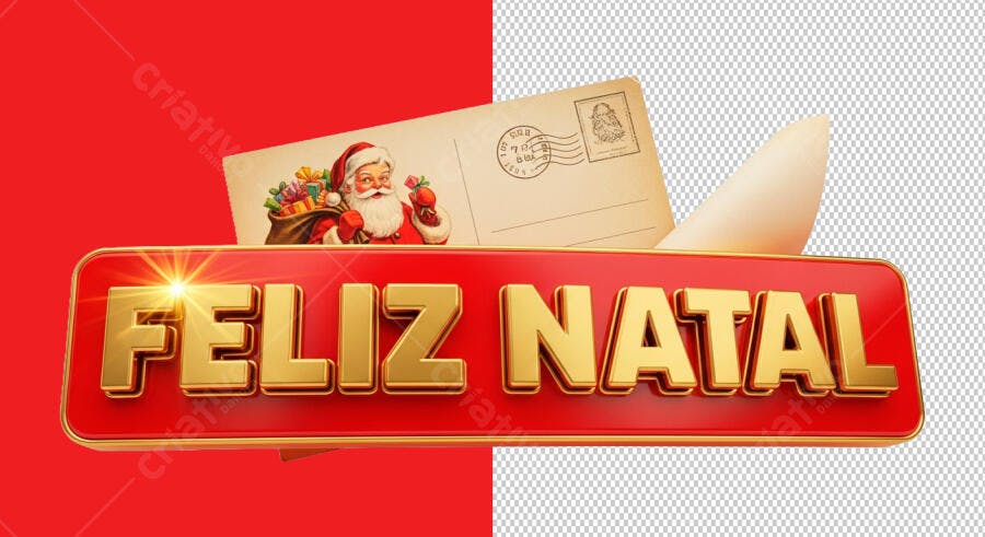 Banner Feliz Natal Dourado Papai Noel Vintage PSD Editável