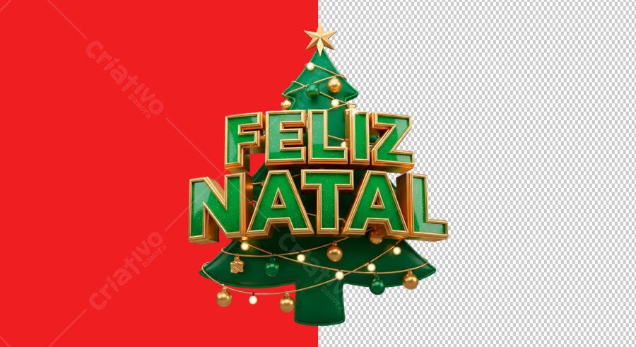 Elemento 3D Feliz Natal para Mídias Sociais PSD Editável