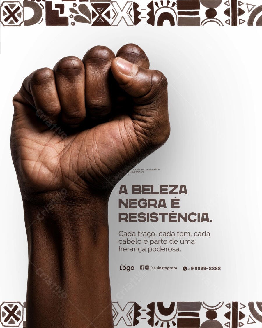 Flyer A Beleza Negra é Resistência Mês da Consciência Negra PSD Editável