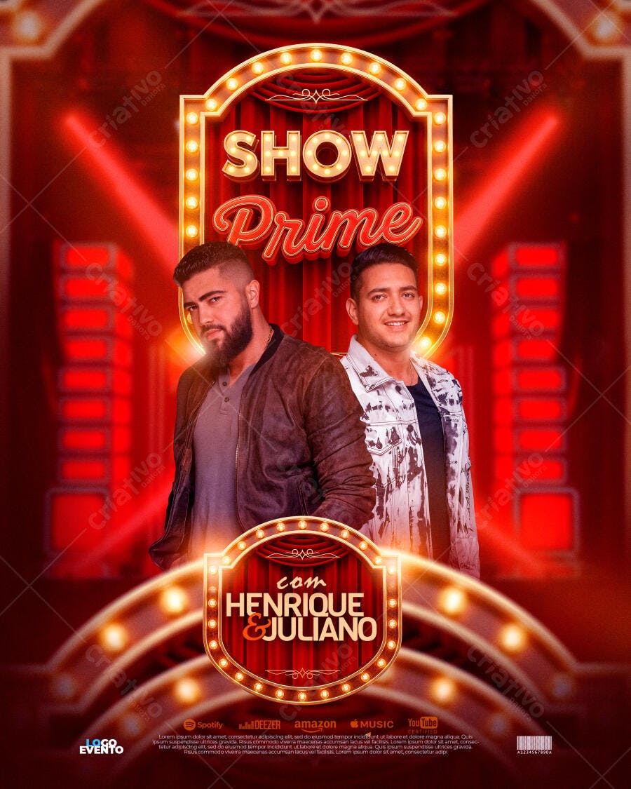 Flyer Show Prime Henrique & Juliano PSD Editável