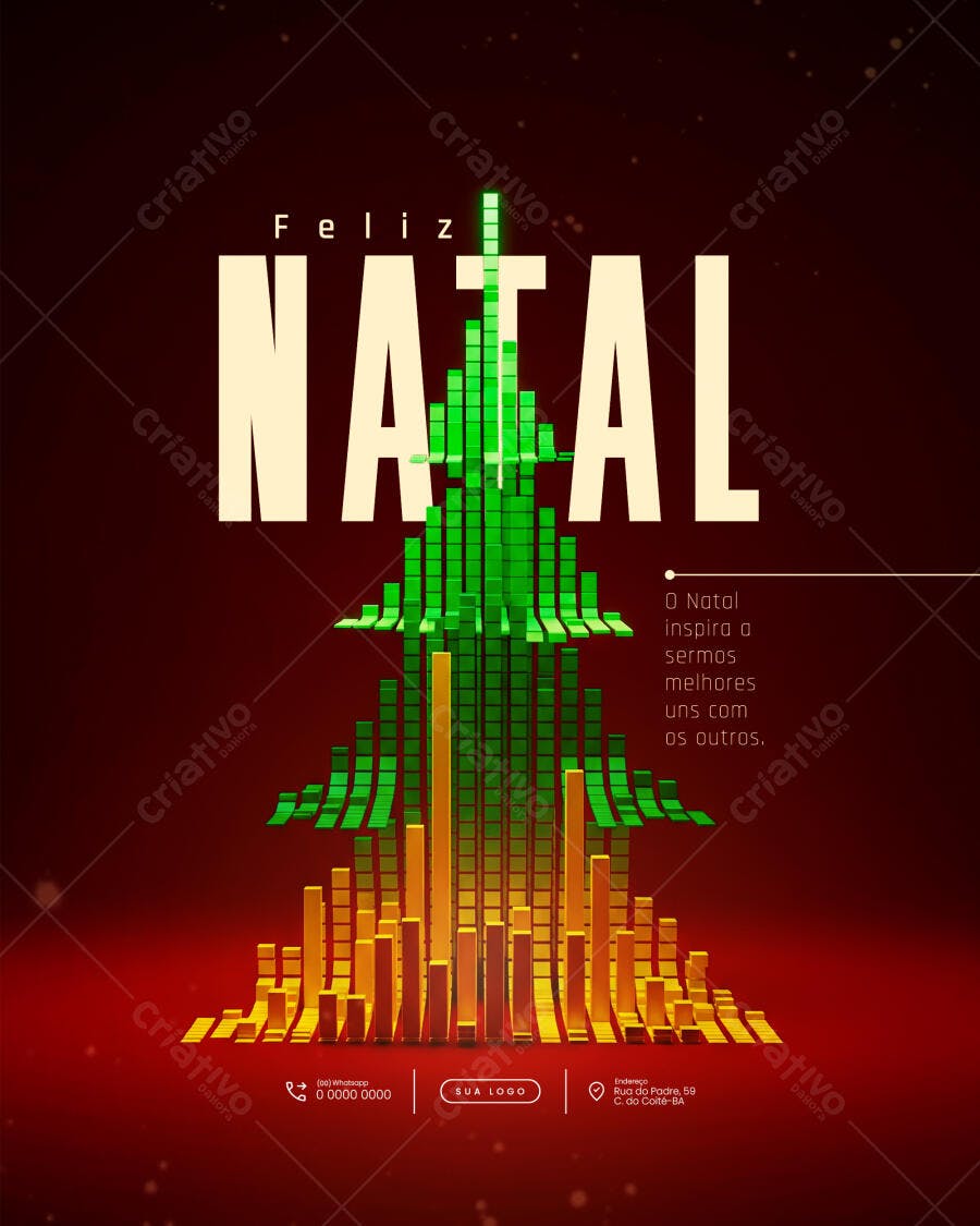 Flyer de Natal Moderno com Árvore Equalizador PSD Editável