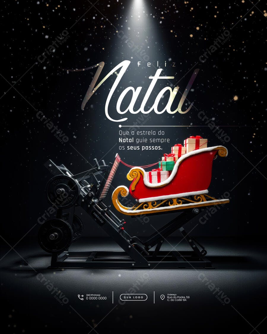 Flyer Natal Fitness Trenó e Equipamento de Academia PSD Editável