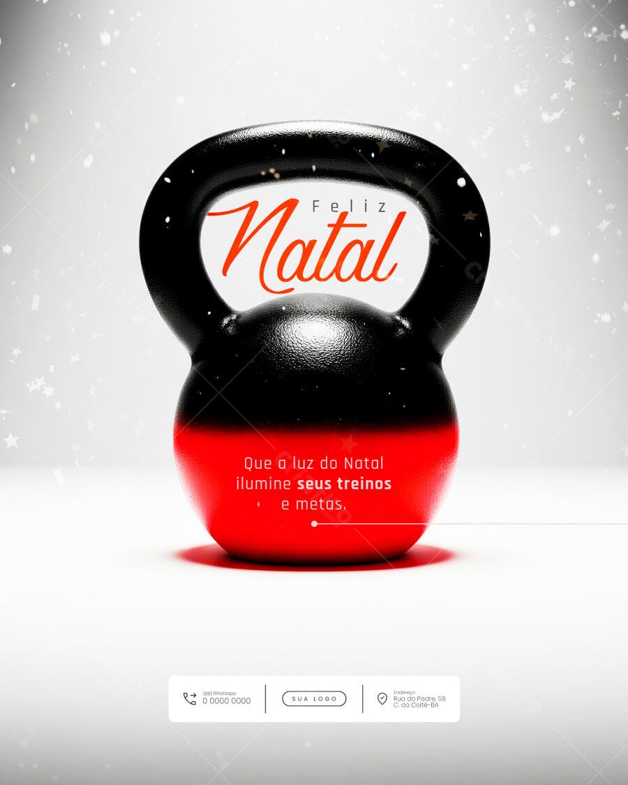 Post para Redes Sociais Feliz Natal Fitness Kettlebell PSD Editável