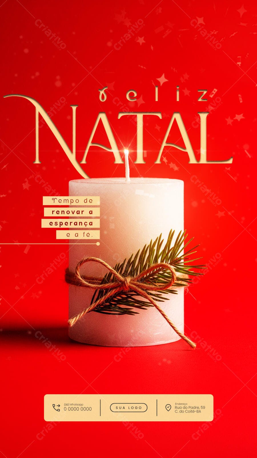 Flyer Feliz Natal com Vela e Estrela Dourada PSD Editável
