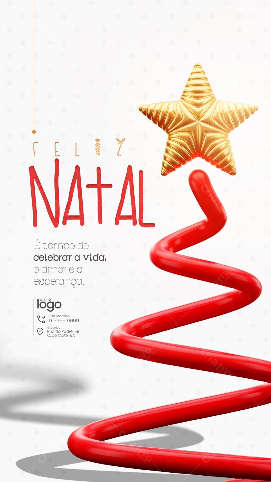 Flyer Feliz Natal Estrela Dourada PSD Editável