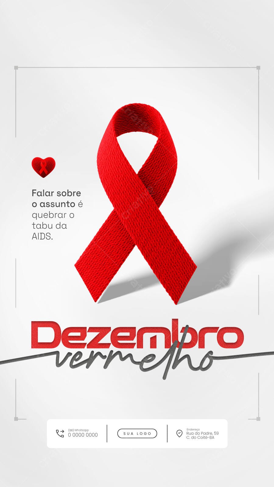 Flyer Dezembro Vermelho Conscientização AIDS PSD Editável