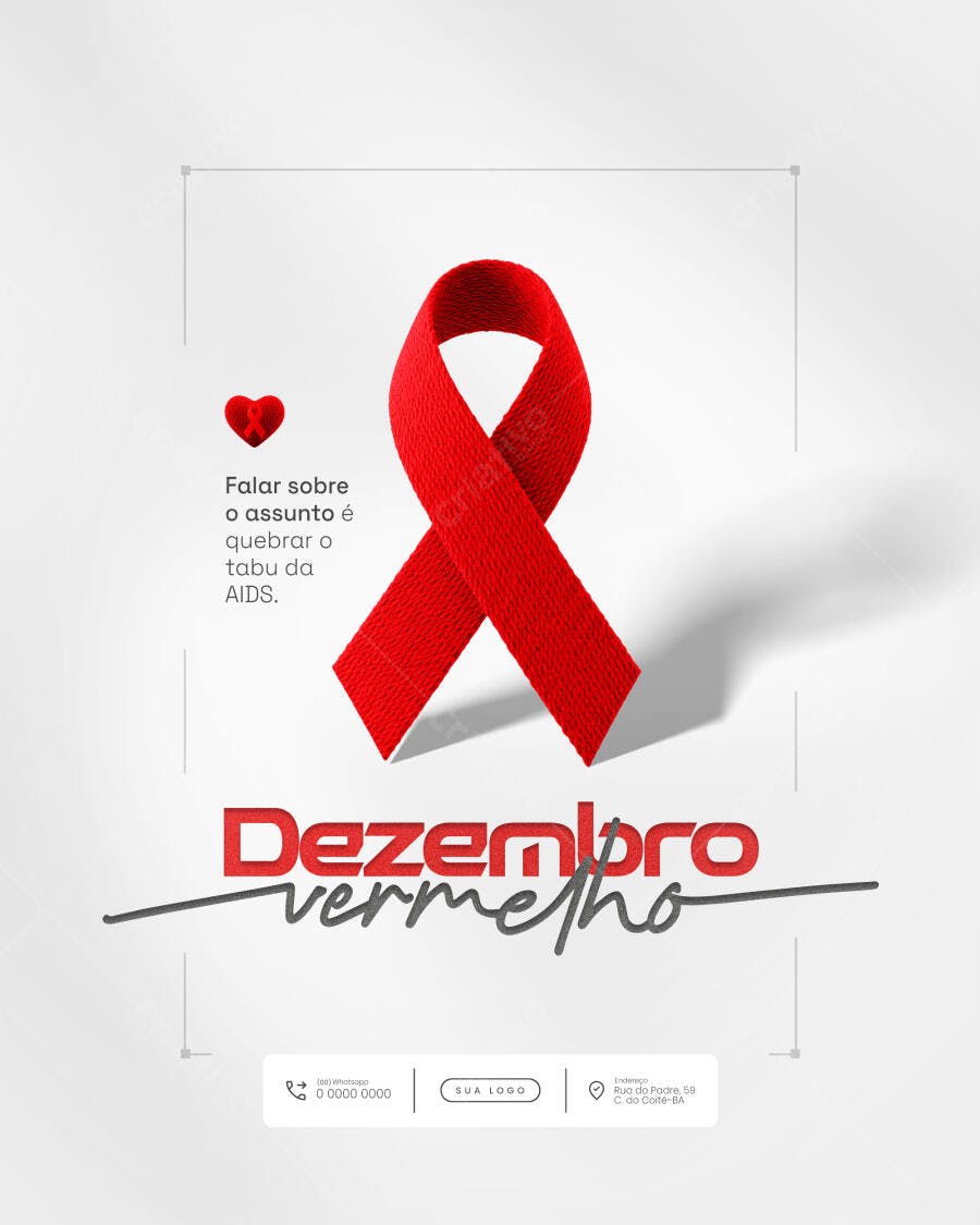 Post Redes Sociais para Dezembro Vermelho e AIDS PSD Editável