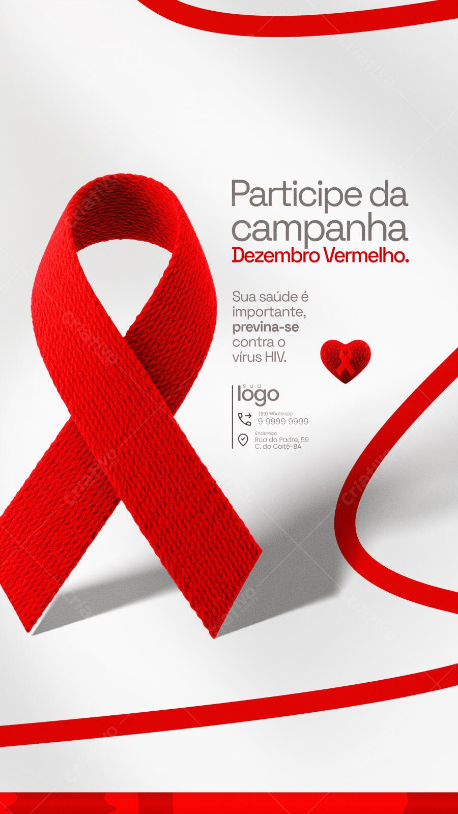 Flyer Campanha Dezembro Vermelho PSD Editável