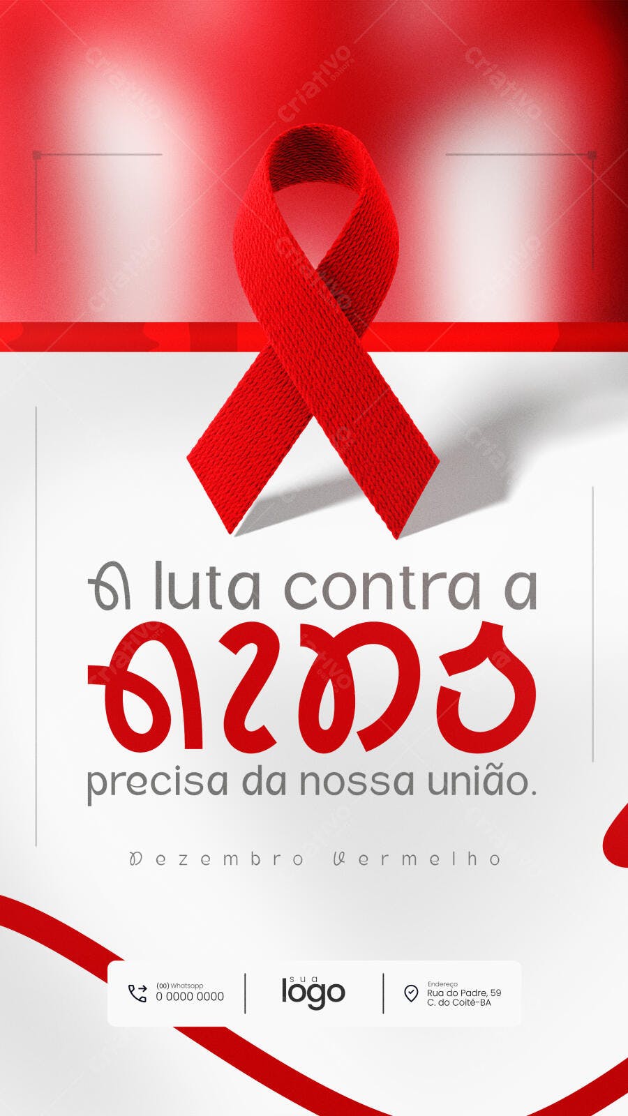 Flyer Dezembro Vermelho Conscientização AIDS PSD Editável