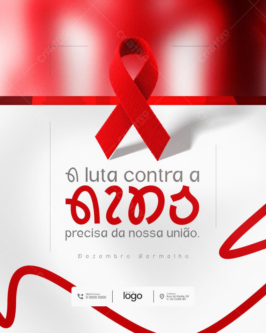 Post Redes Sociais Dezembro Vermelho Luta Contra AIDS PSD Editável