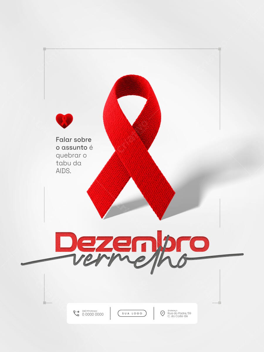 Flyer Dezembro Vermelho Conscientização AIDS PSD Editável