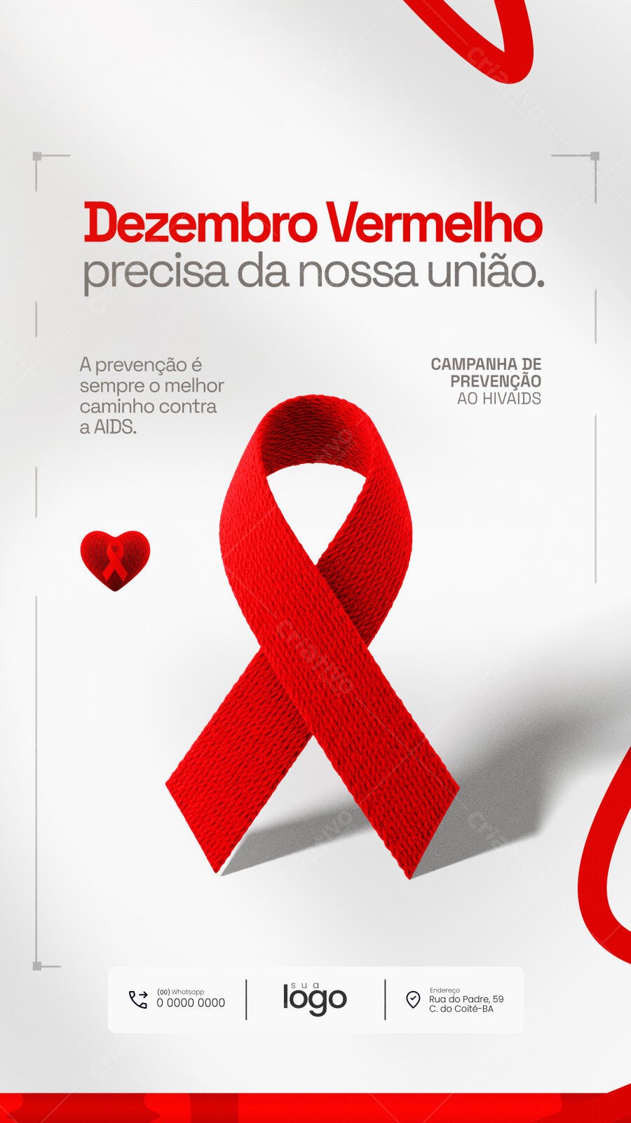 Flyer Dezembro Vermelho Prevenção HIV AIDS União PSD Editável