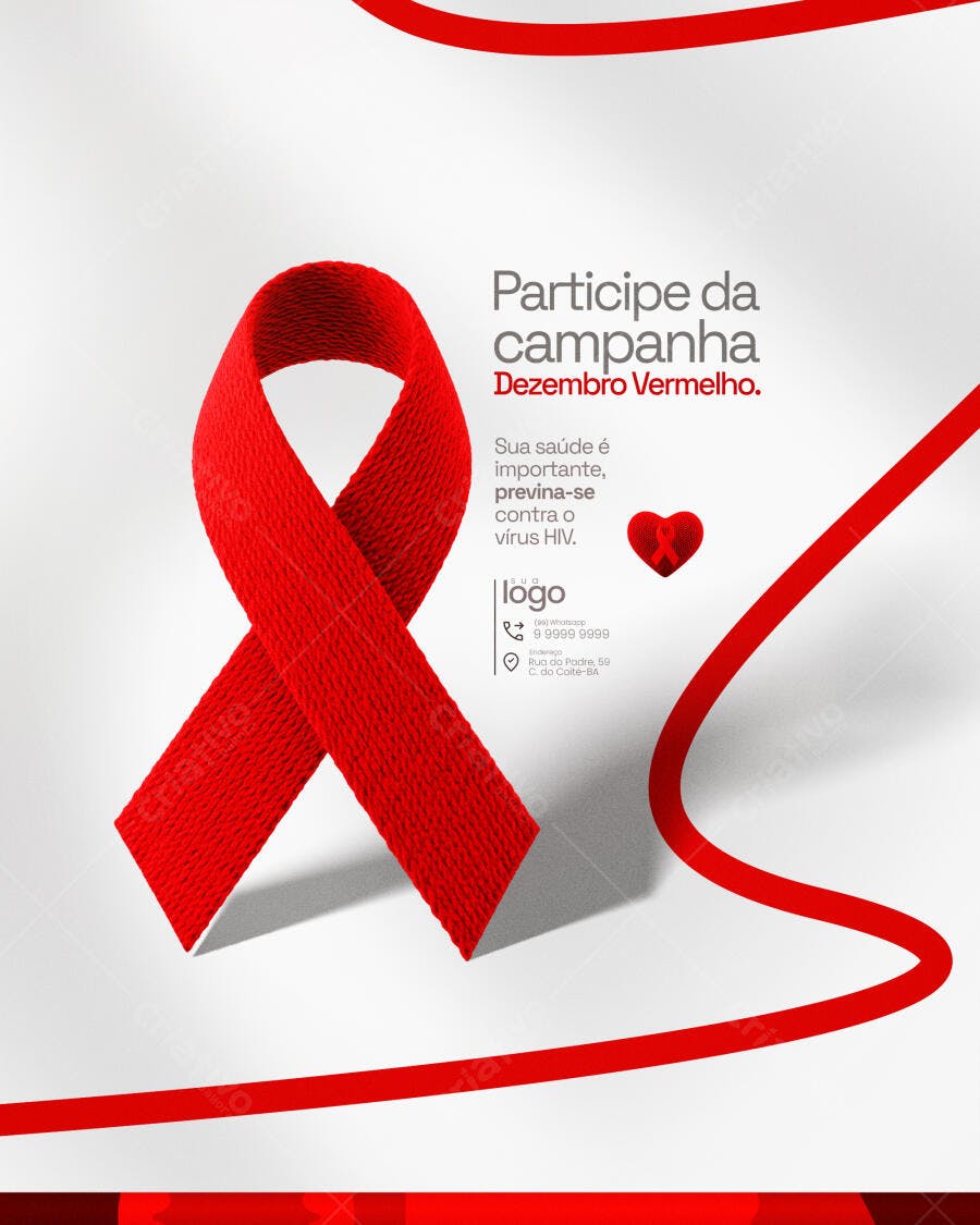 Flyer para Campanha Dezembro Vermelho Prevenção HIV PSD Editável