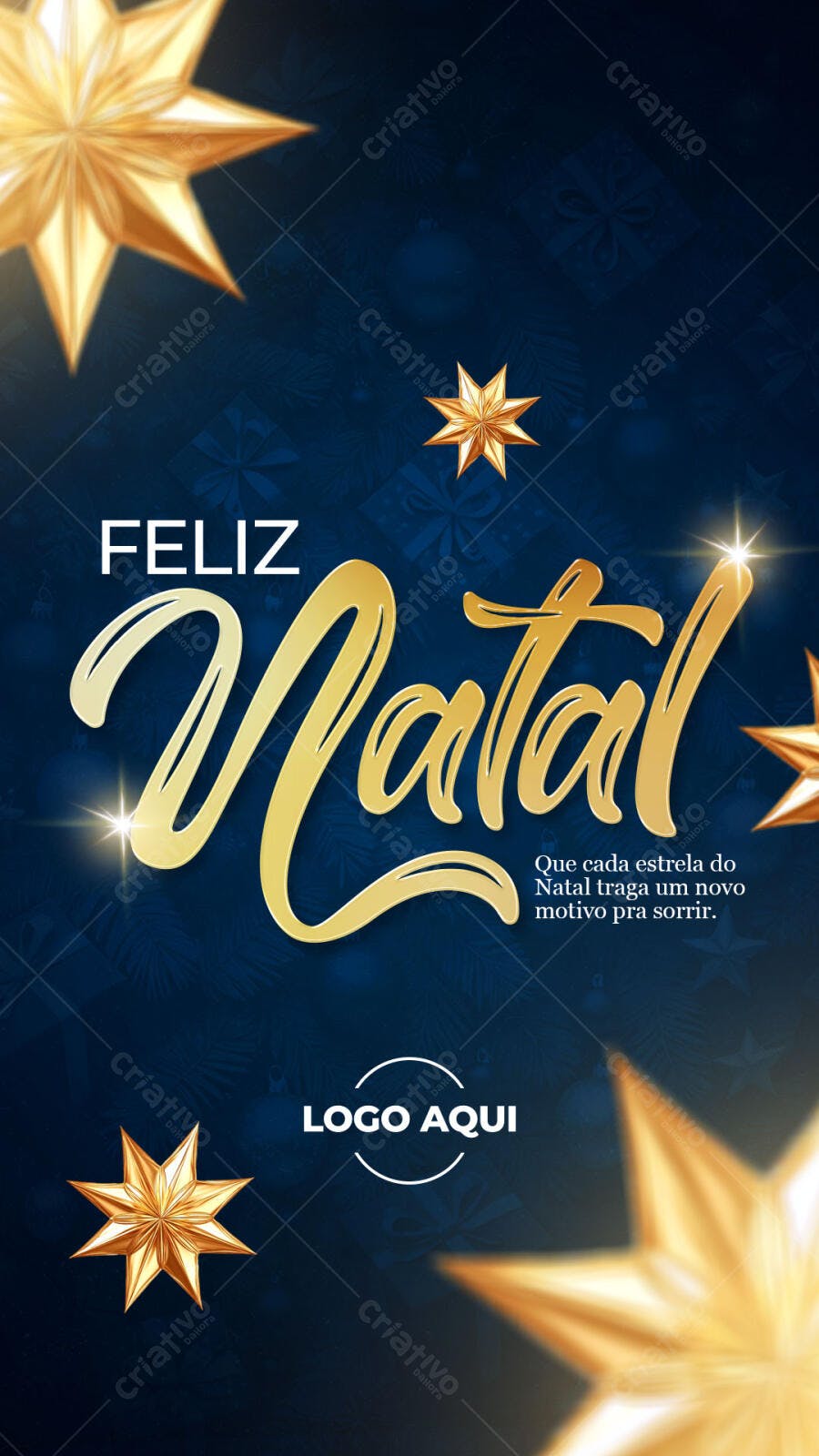Post para Redes Sociais Feliz Natal Estrelas Douradas PSD Editável