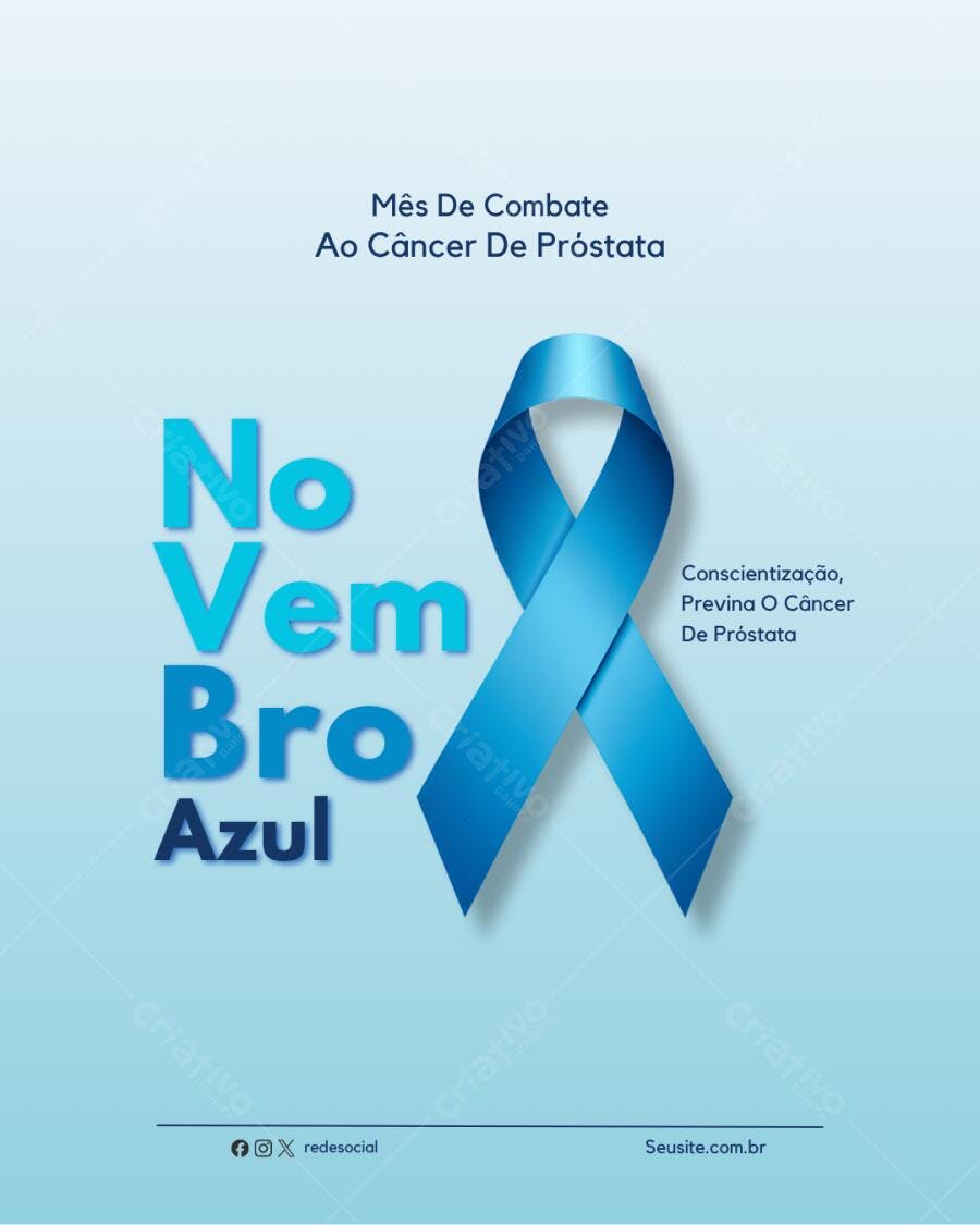 Post Instagram Novembro Azul Conscientização Câncer de Próstata Editável no Canva