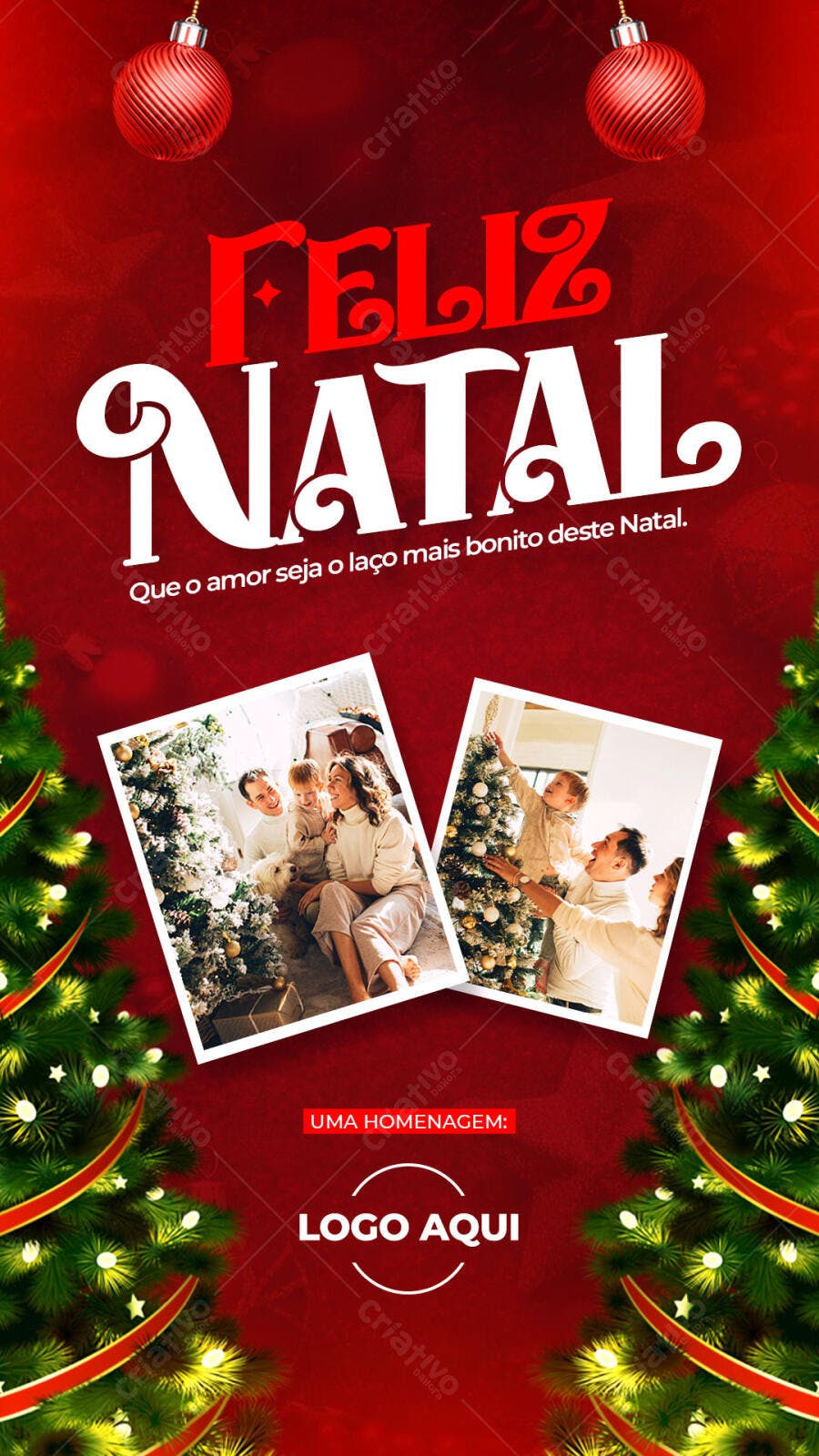 Flyer Vertical Feliz Natal Família PSD Editável