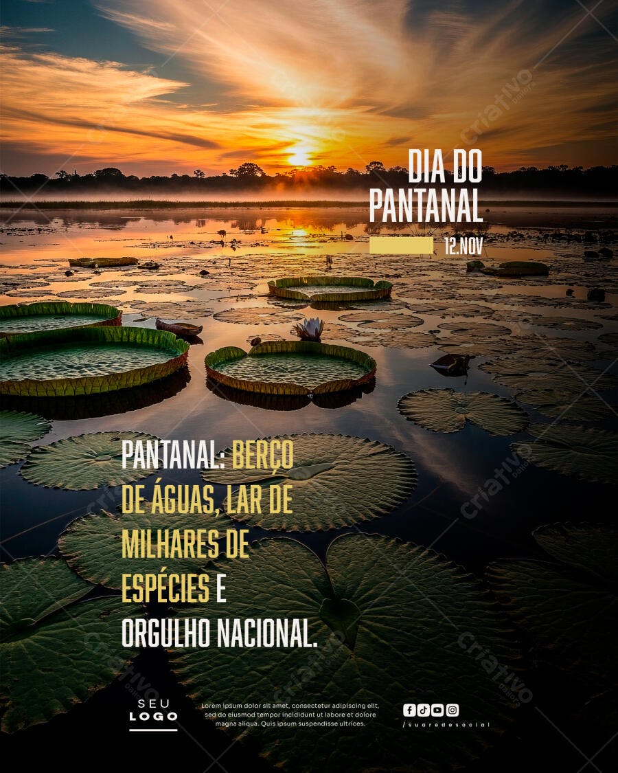 Flyer Dia do Pantanal Berço de Águas Orgulho Nacional PSD Editável