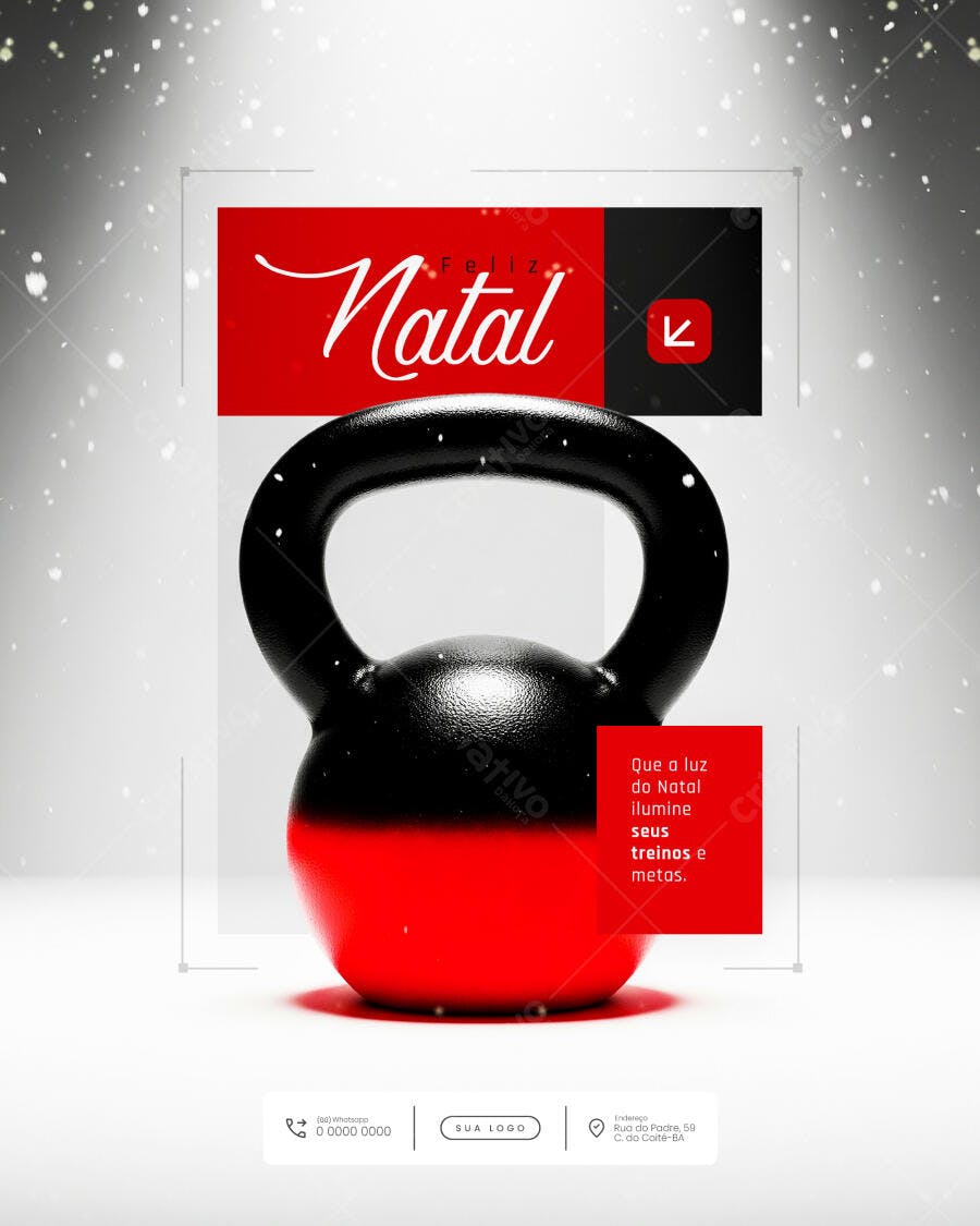 Post de Natal com Kettlebell para Academia PSD Editável