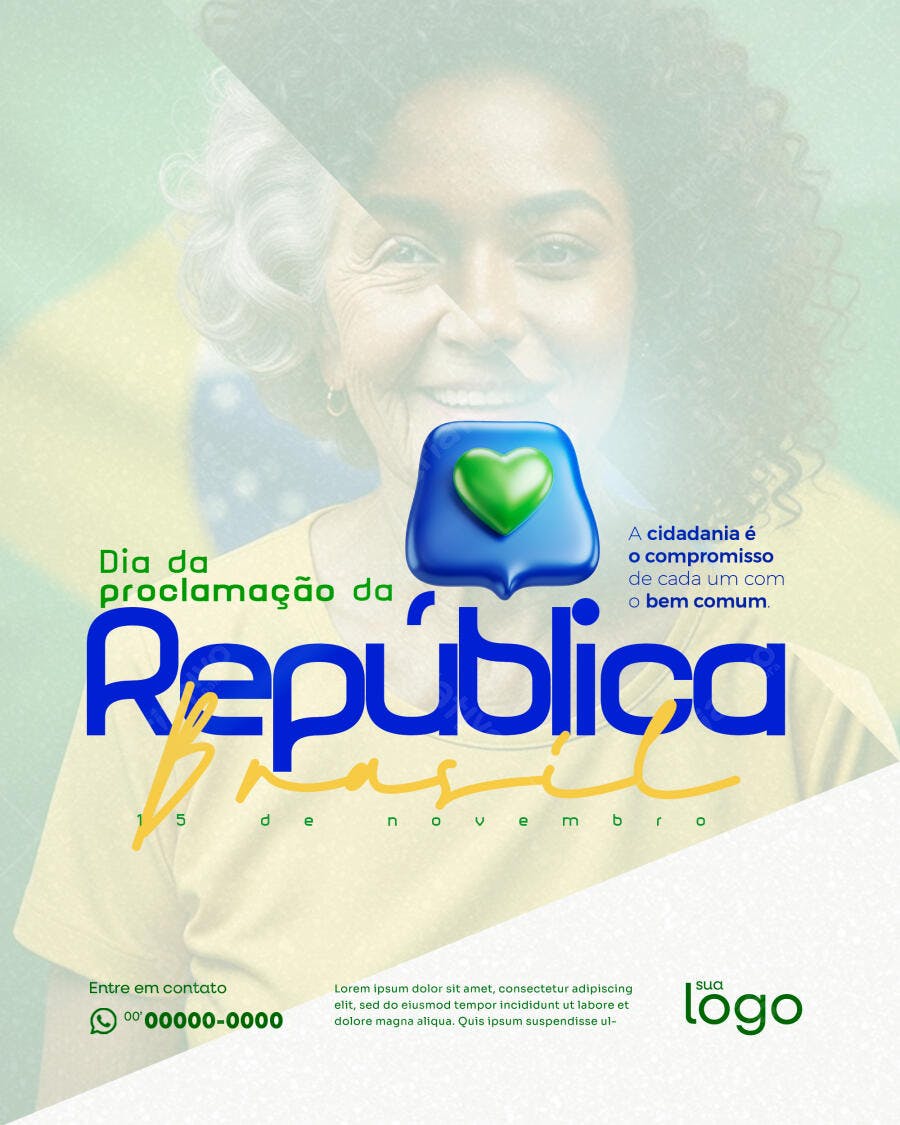 Flyer Dia da Proclamação da República Brasil Cidadania PSD Editável