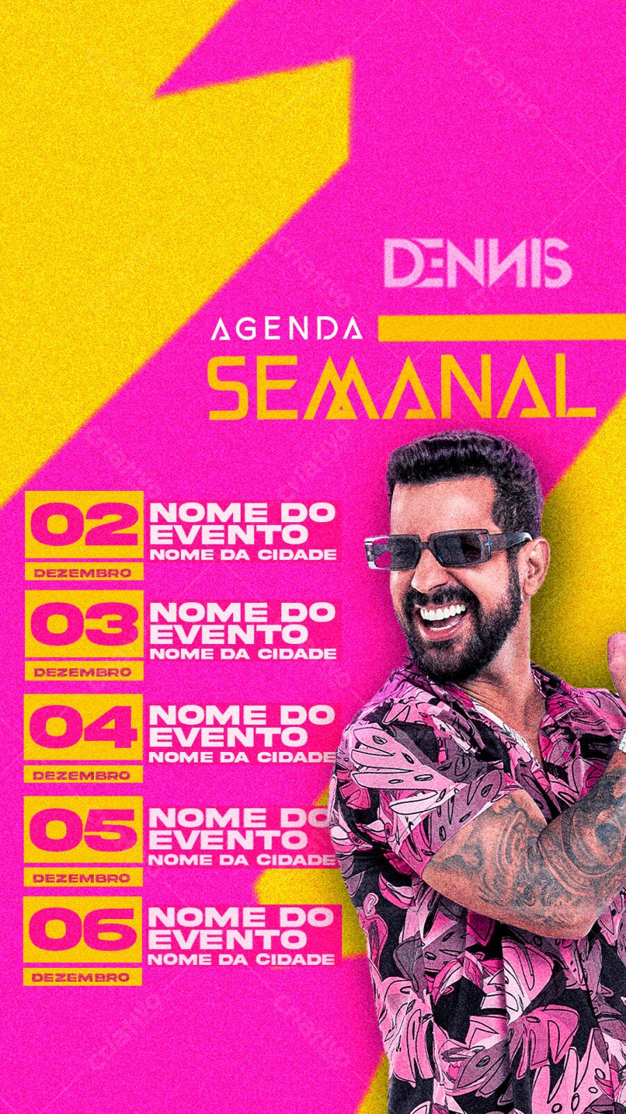 Agenda Semanal para Eventos de Dezembro com Dennis PSD Editável