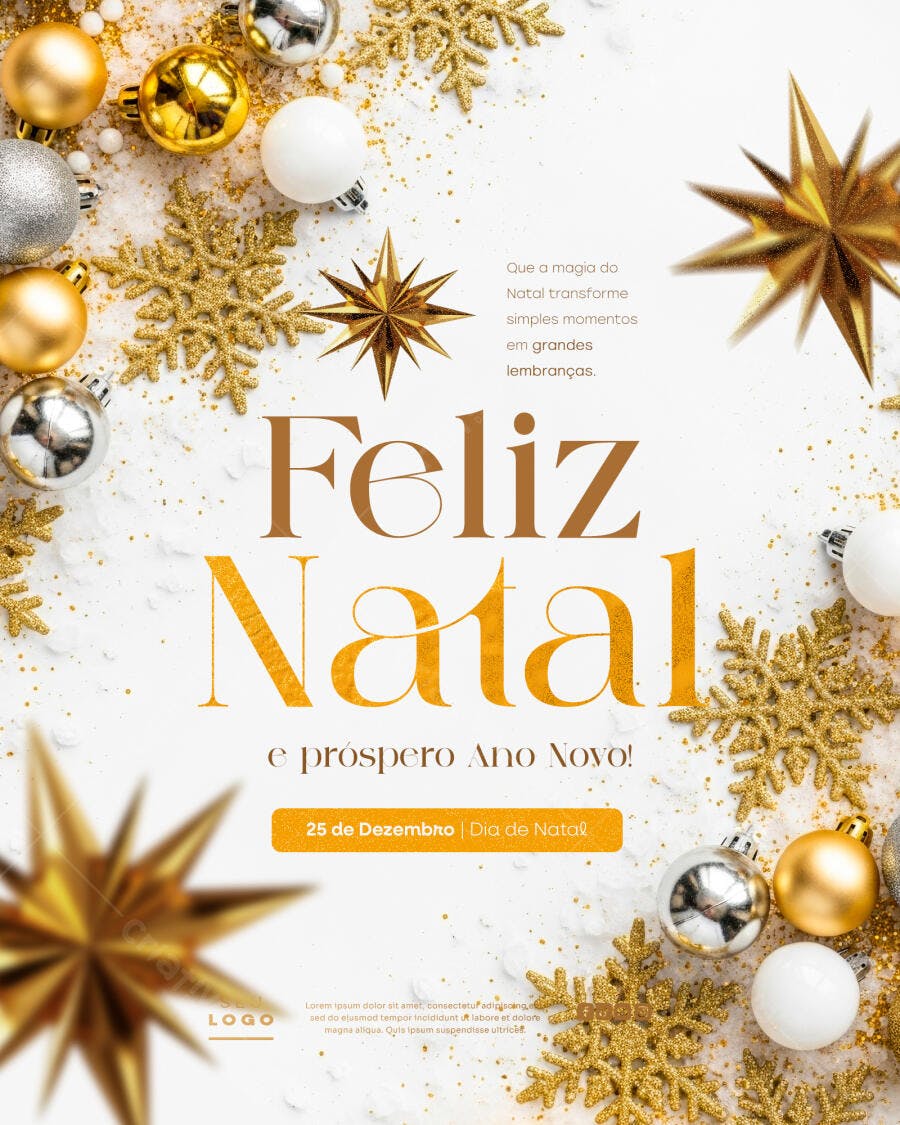 Flyer Feliz Natal e Próspero Ano Novo PSD Editável