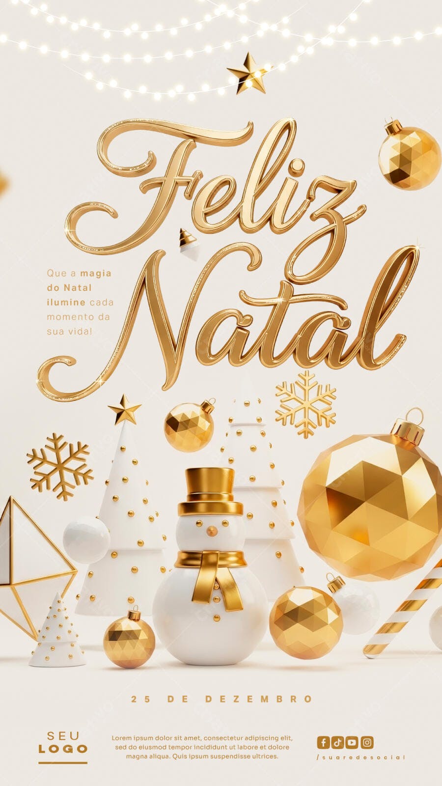 Post Redes Sociais Feliz Natal 25 de Dezembro PSD Editável