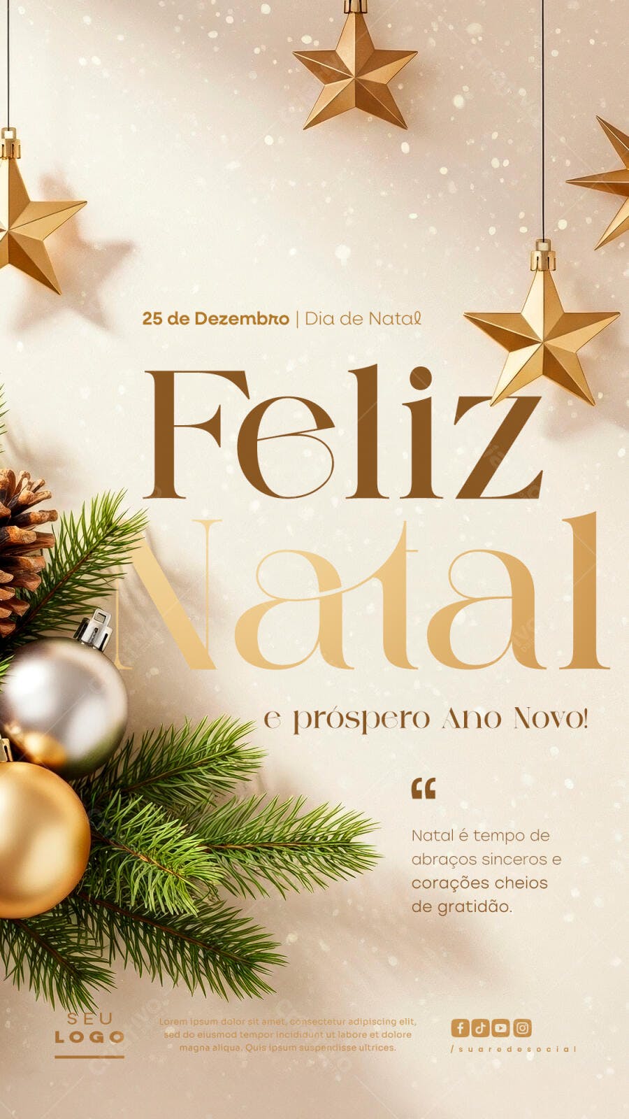 Post de Redes Sociais Feliz Natal e Ano Novo PSD Editável