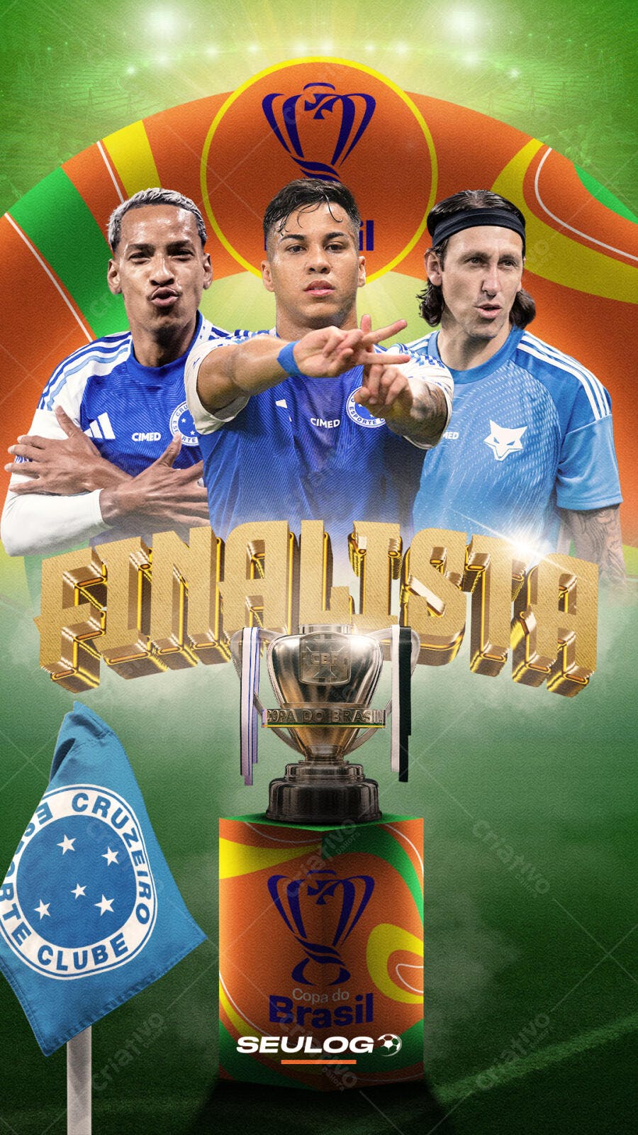 Flyer Finalista Copa do Brasil Jogadores Cruzeiro PSD Editável