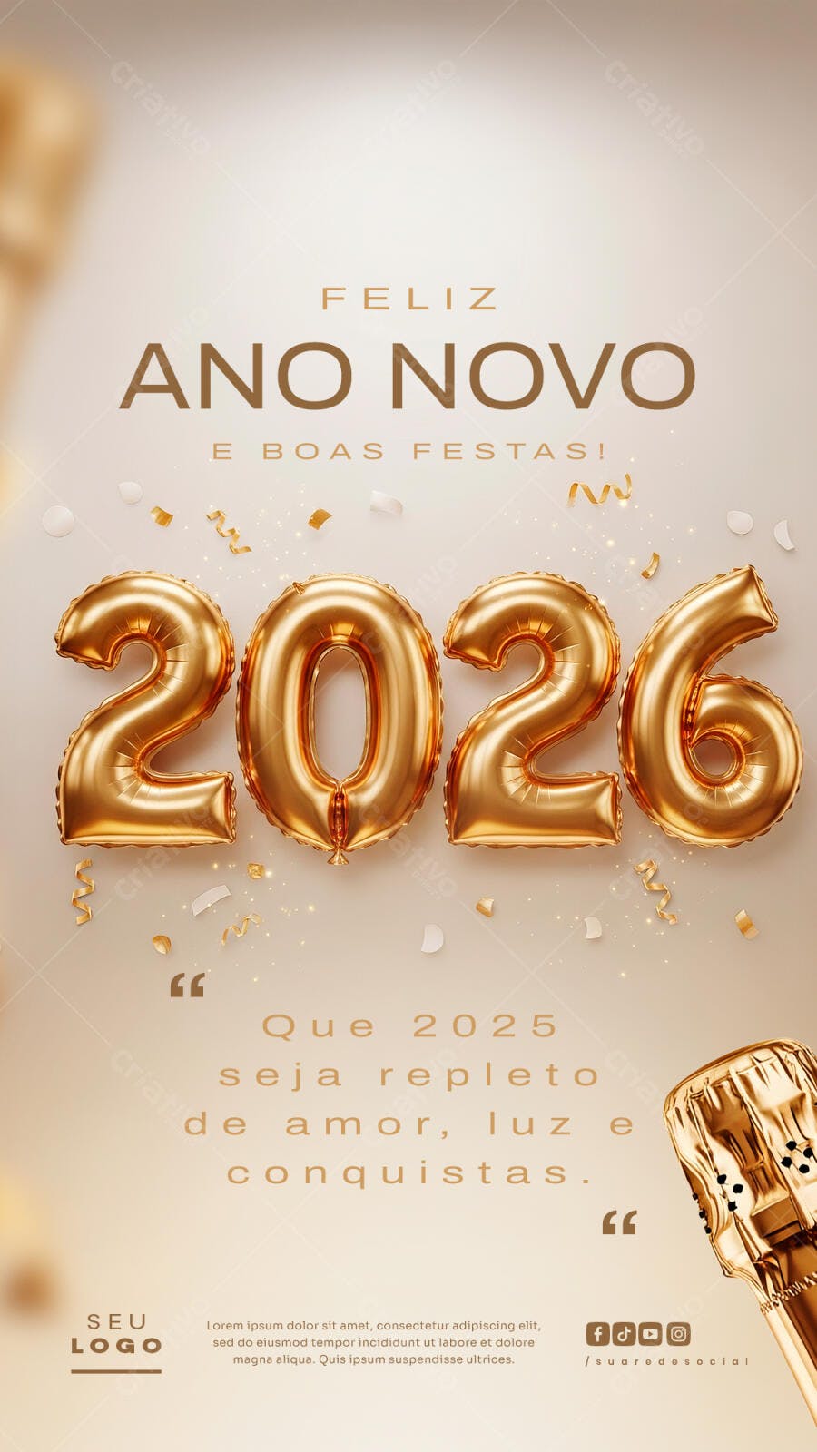 Post para Redes Sociais para Ano Novo 2026 PSD Editável