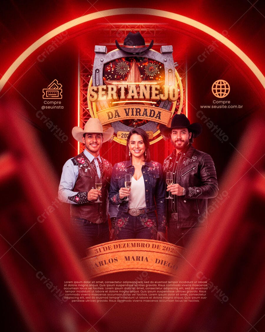 Flyer Show Sertanejo da Virada 2023 PSD Editável