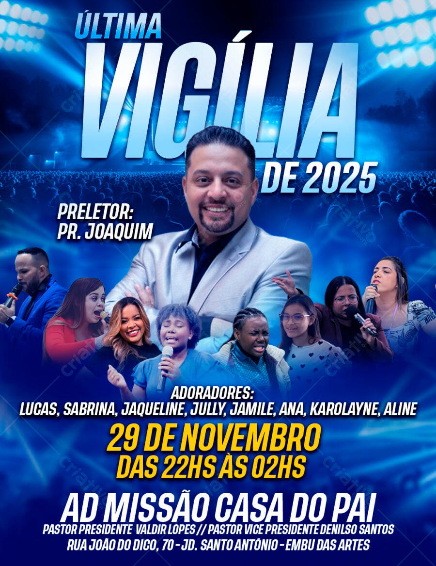 Flyer Última Vigília 2025 Igreja PSD Editável