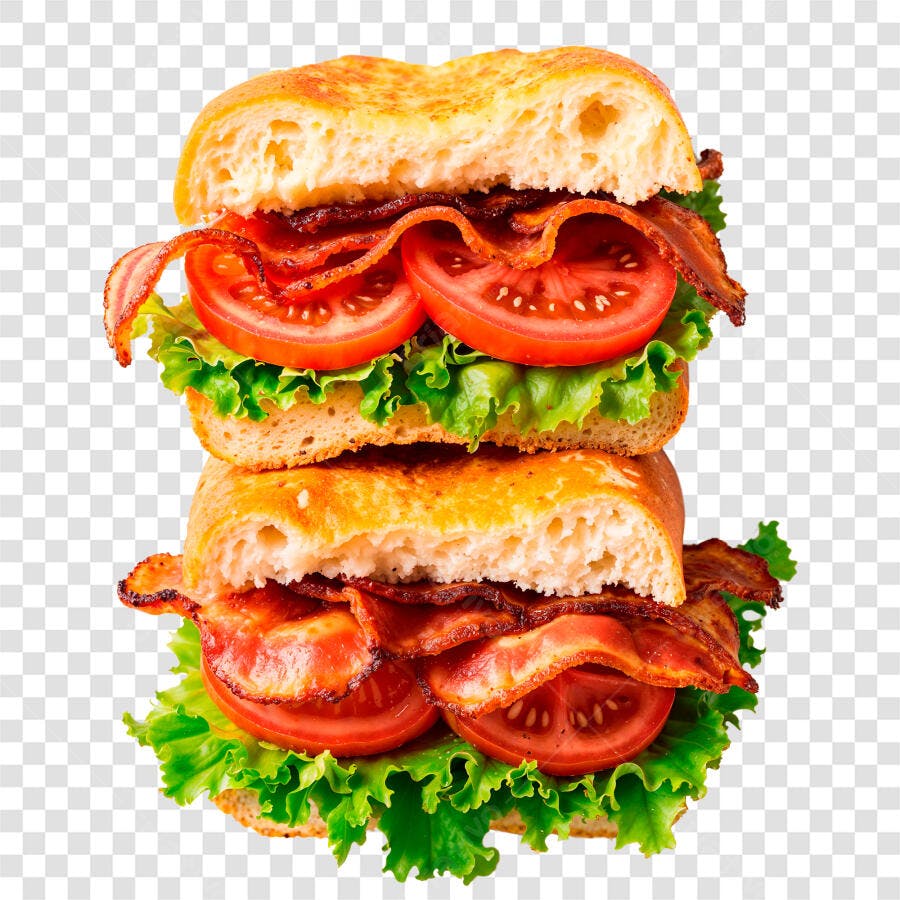 Imagem de Sanduíche BLT Bacon Tomate Alface para Menu PNG com fundo transparente