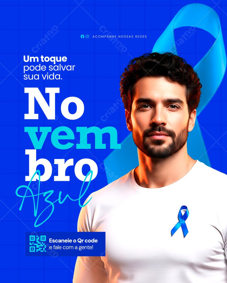 Flyer Novembro Azul Um Toque Pode Salvar Sua Vida PSD Editável