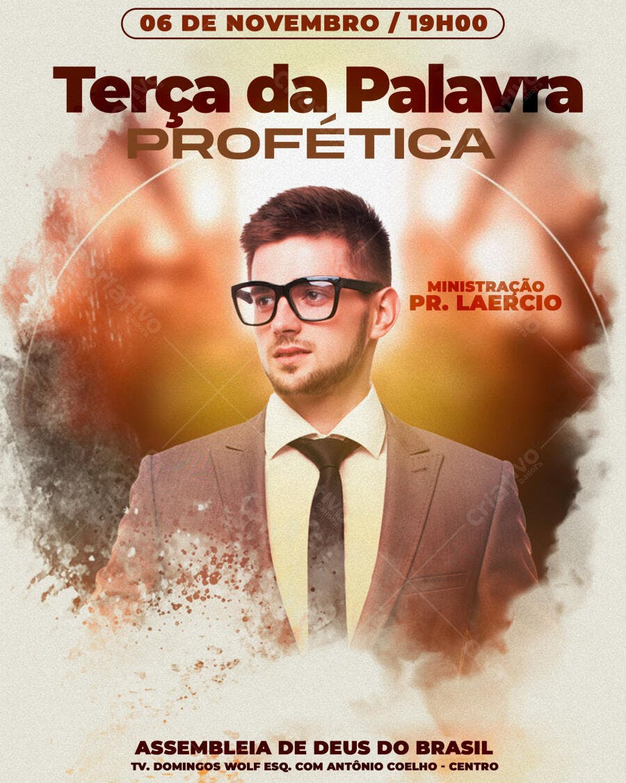 Flyer Terça da Palavra Profética PSD Editável