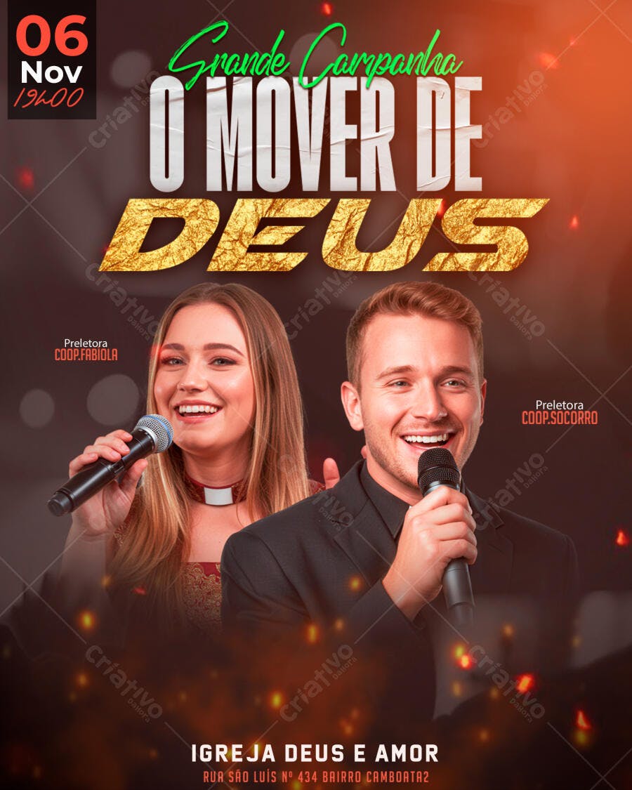 Flyer Grande Campanha O Mover de Deus PSD Editável