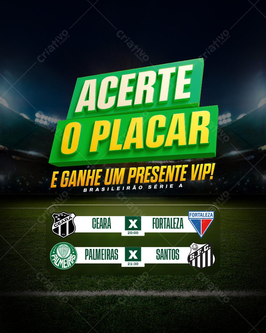 Flyer para Bolão de Futebol Brasileirão Acerte o Placar PSD Editável