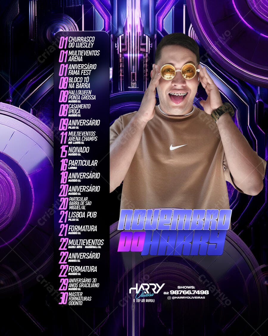 Flyer para Agenda de Eventos Novembro do Harry PSD Editável