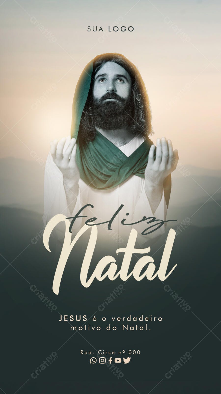 Flyer Feliz Natal com Jesus Cristo PSD Editável