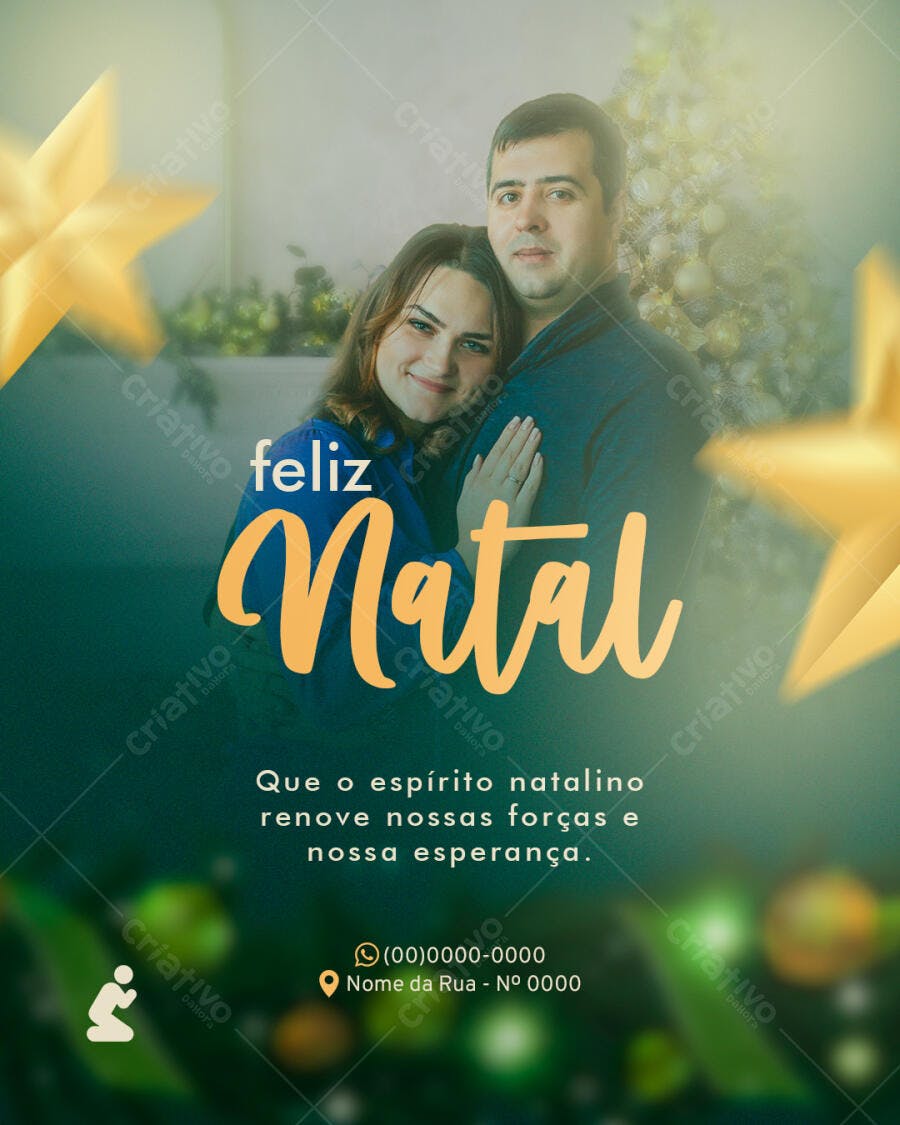 Flyer Natalino com Casal e Mensagem de Esperança PSD Editável