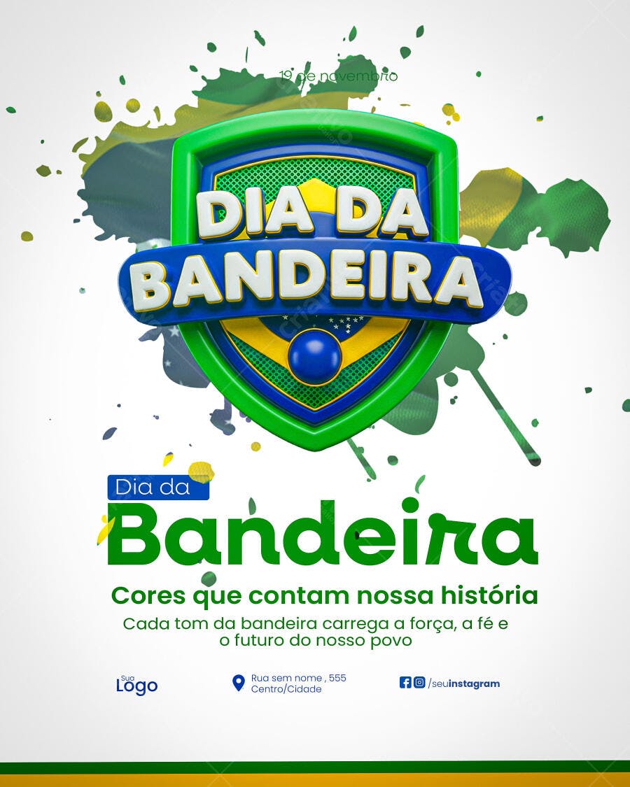 Flyer Dia da Bandeira PSD Editável