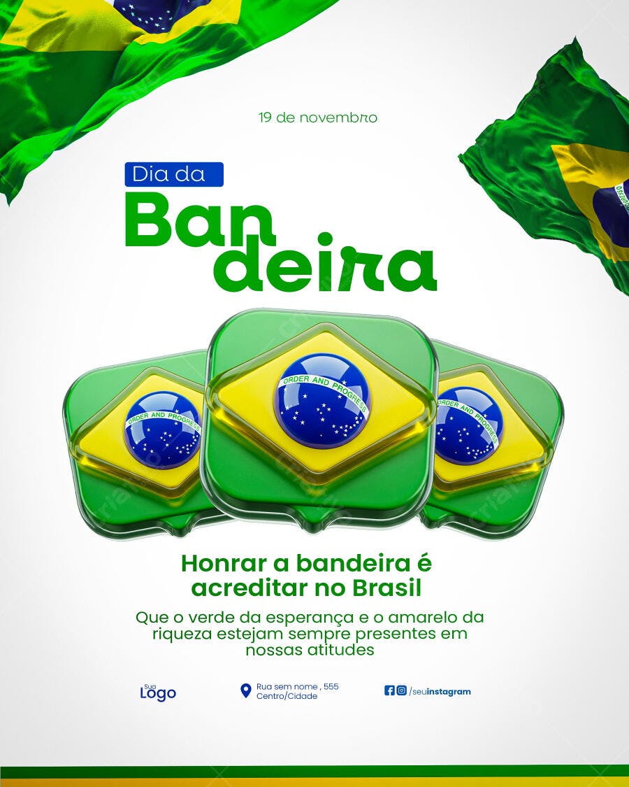 Flyer Dia da Bandeira 19 de Novembro PSD Editável